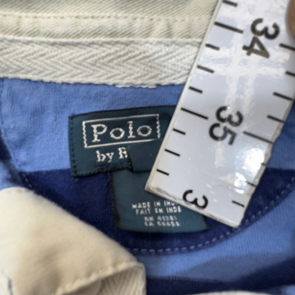 Polo Ralph Lauren Rugby Shirt Boys 6 Blue Striped RL Guide Logo Preppy Class C1 - Picture 6 of 11